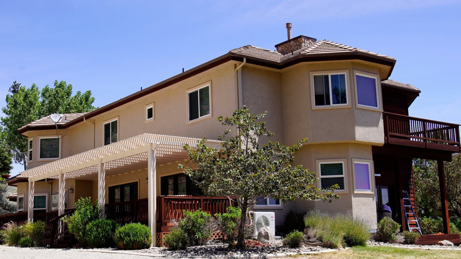 Full exterior repaint with stained deck, rails and lattice